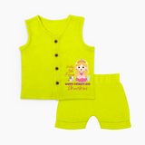 Newborn Jabla Set | Celebrate First Father's Day Custom Printed Design - LIME GREEN - 0 - 3 Months Old (Chest 9.8")