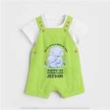 Baby Dungaree Set for First Father's Day | Cute Gift Breathable Cotton Fabric - GREEN - 0 - 5 Months Old (Chest 18")
