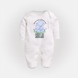 Baby Full Sleeve Bodysuit/Sleep Suit for First Father's Day | Cute Gift Breathable Cotton Fabric - WHITE - New Born (Chest 7.5")