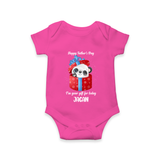 Soft Cotton Romper/Bodysuit for First Father's Day | Personalized Babywear Cute and Comfy - HOT PINK - New Born (Chest 14")