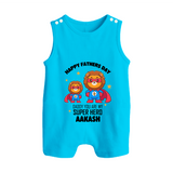 Best Dad Ever Romper Suit/Sleeveless Romper | Baby Outfit for Happy First Father's Day Gift - SKY BLUE - 0 - 5 Months Old (Chest 18")