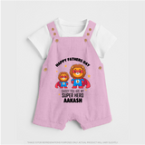 Best Dad Ever Dungaree Set | Baby Outfit for Happy First Father's Day Gift - BABY PINK - 0 - 5 Months Old (Chest 18")