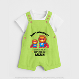Best Dad Ever Dungaree Set | Baby Outfit for Happy First Father's Day Gift - GREEN - 0 - 5 Months Old (Chest 18")
