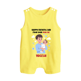 Dad's Little Buddy Romper Suit/Sleeveless Romper | First Father's Day Baby Gift Soft Cotton Wear - PASTEL YELLOW - 0 - 5 Months Old (Chest 18")