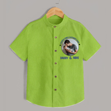 Funny First Father's Day Shirt | I Get My Looks from Dad Custom Set - LIME GREEN - 0 - 6 Months Old (Chest 23")