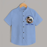 Funny First Father's Day Shirt | I Get My Looks from Dad Custom Set - SKY BLUE - 0 - 6 Months Old (Chest 23")