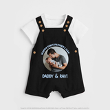 Funny First Father's Day Dungaree Set | I Get My Looks from Dad Custom Set - BLACK - 0 - 5 Months Old (Chest 18")