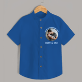 Funny First Father's Day Shirt | I Get My Looks from Dad Custom Set - COBALT BLUE - 0 - 6 Months Old (Chest 23")