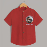 Funny First Father's Day Shirt | I Get My Looks from Dad Custom Set - RED - 0 - 6 Months Old (Chest 23")