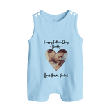 First Father's Day Romper Suit/Sleeveless Romper | Personalized Keepsake Baby Outfit - BABY BLUE - 0 - 5 Months Old (Chest 18")