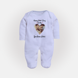 First Father's Day Full Sleeve Bodysuit/Sleep Suit | Personalized Keepsake Baby Outfit - BABY BLUE - New Born (Chest 7.5")