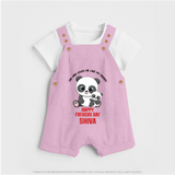 Super Dad Dungaree Set | Baby's First Gift to Daddy Comfy and Cute - BABY PINK - 0 - 5 Months Old (Chest 18")