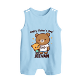Happy Father’s Day Print Custom Baby Button Romper - BABY BLUE - New Born (Chest 18")