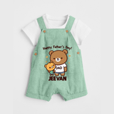 Happy Father’s Day Print Custom Baby dungaree - MINT GREEN - 0 - 5 Months Old (Chest 18")