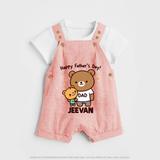 Happy Father’s Day Print Custom Baby dungaree - PEACH - 0 - 5 Months Old (Chest 18")