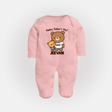 Happy Father’s Day Print Custom Baby Full Body Suit - BABY PINK - New Born (Chest 7.5")