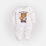 Happy Father’s Day Print Custom Baby Full Body Suit - WHITE - New Born (Chest 7.5")