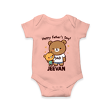Happy Father’s Day Print Onesie-Custom Baby Romper - PEACH - New Born (Chest 14")