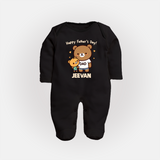 Happy Father’s Day Print Custom Baby Full Body Suit - BLACK - New Born (Chest 7.5")