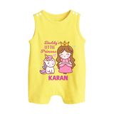Best Dad Ever Print Arctic Custom Baby Button Romper - PASTEL YELLOW - New Born (Chest 18")