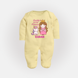 Best Dad Ever Print Arctic Custom Baby Full Body Suit - PASTEL YELLOW - New Born (Chest 7.5")