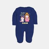 Best Dad Ever Print Arctic Custom Baby Full Body Suit - NAVY BLUE - New Born (Chest 7.5")