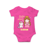 Best Dad Ever Print Arctic Onesie-Custom Baby Romper - HOT PINK - New Born (Chest 14")