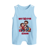 Custom Baby Button Romper Daddy & Me Heart Print - BABY BLUE - New Born (Chest 18")