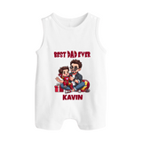 Custom Baby Button Romper Daddy & Me Heart Print - WHITE - New Born (Chest 18")
