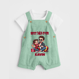 Custom Baby dungaree Daddy & Me Heart Print - MINT GREEN - 0 - 5 Months Old (Chest 18")