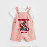 Custom Baby dungaree Daddy & Me Heart Print - PEACH - 0 - 5 Months Old (Chest 18")