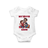 Custom Baby Romper – Daddy & Me Heart Print Onesie - WHITE - New Born (Chest 14")