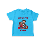 Custom Baby TSHIRT Daddy & Me Heart Print - SKY BLUE - 0-5 Months Old (Chest 17")