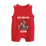 Custom Baby Button Romper Daddy & Me Heart Print - RED - New Born (Chest 18")