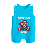 Custom Baby Button Romper Daddy & Me Heart Print - SKY BLUE - New Born (Chest 18")
