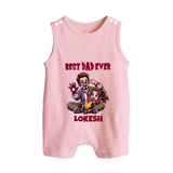 Dad You Are My Hero Print Custom Baby Button Romper - BABY PINK - New Born (Chest 18")