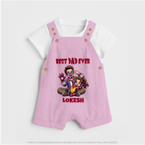 Dad You Are My Hero Print Custom Baby dungaree - BABY PINK - 0 - 5 Months Old (Chest 18")