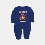 Dad You Are My Hero Print Custom Baby Full Body Suit - NAVY BLUE - New Born (Chest 7.5")