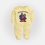 Custom Baby Full Body Suit Daddy’s Little Princess Print - PASTEL YELLOW - New Born (Chest 7.5")