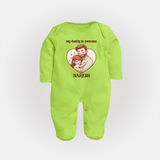 Best Friends For Life Print Custom Baby Full Body Suit - LIME GREEN - New Born (Chest 7.5")