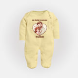 Best Friends For Life Print Custom Baby Full Body Suit - PASTEL YELLOW - New Born (Chest 7.5")