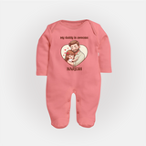 Best Friends For Life Print Custom Baby Full Body Suit - PEACH - New Born (Chest 7.5")
