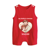 Best Friends For Life Print Custom Baby Button Romper - RED - New Born (Chest 18")