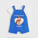 Best Friends For Life Print Custom Baby dungaree - COBALT BLUE - 0 - 5 Months Old (Chest 18")