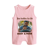 Custom Baby Button Romper My Daddy Is Awesome Print - BABY PINK - New Born (Chest 18")