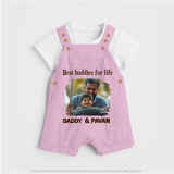 Custom Baby dungaree My Daddy Is Awesome Print - BABY PINK - 0 - 5 Months Old (Chest 18")