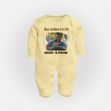 Custom Baby Full Body Suit My Daddy Is Awesome Print - PASTEL YELLOW - New Born (Chest 7.5")