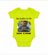 Custom Baby Romper – My Daddy Is Awesome Print Onesie - LIME GREEN - New Born (Chest 14")