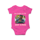 Custom Baby Romper – My Daddy Is Awesome Print Onesie - HOT PINK - New Born (Chest 14")