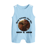 Personalized Baby Button Romper Dad You Are My Hero - BABY BLUE - New Born (Chest 18")